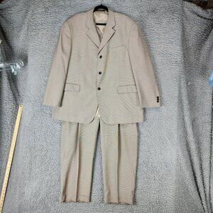 Umberto Bonelli Suit Mens 50R 45x32 Tan St. Vito 3 Piece Jacket Vest Pants *Read